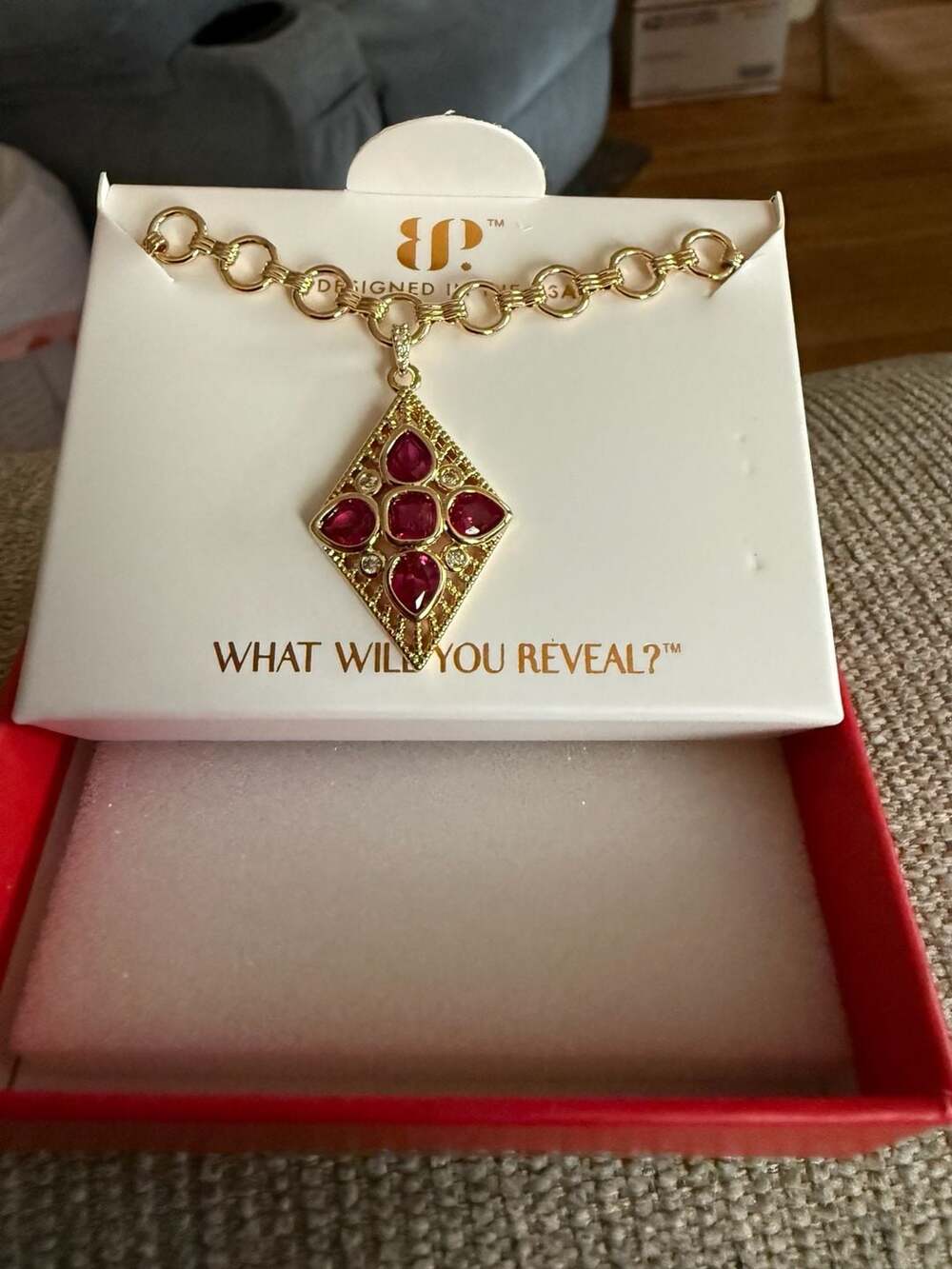 BP. The Imogen Necklace with Lab-Created Ruby and Gold Plating